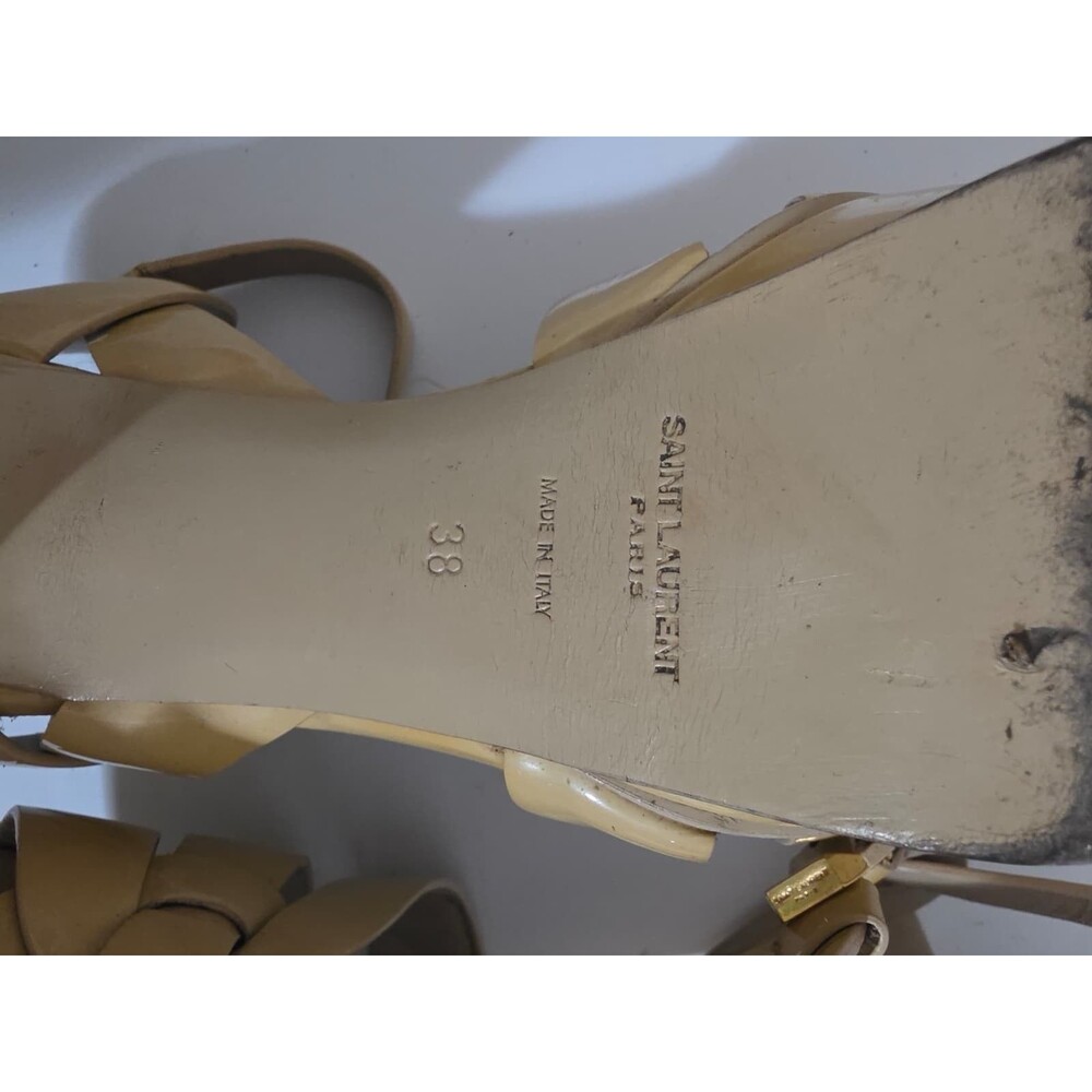 Saint Laurent YSL Tribute Platform Sandals – Nude Patent Leather – Size 37 - Picture 7 of 7